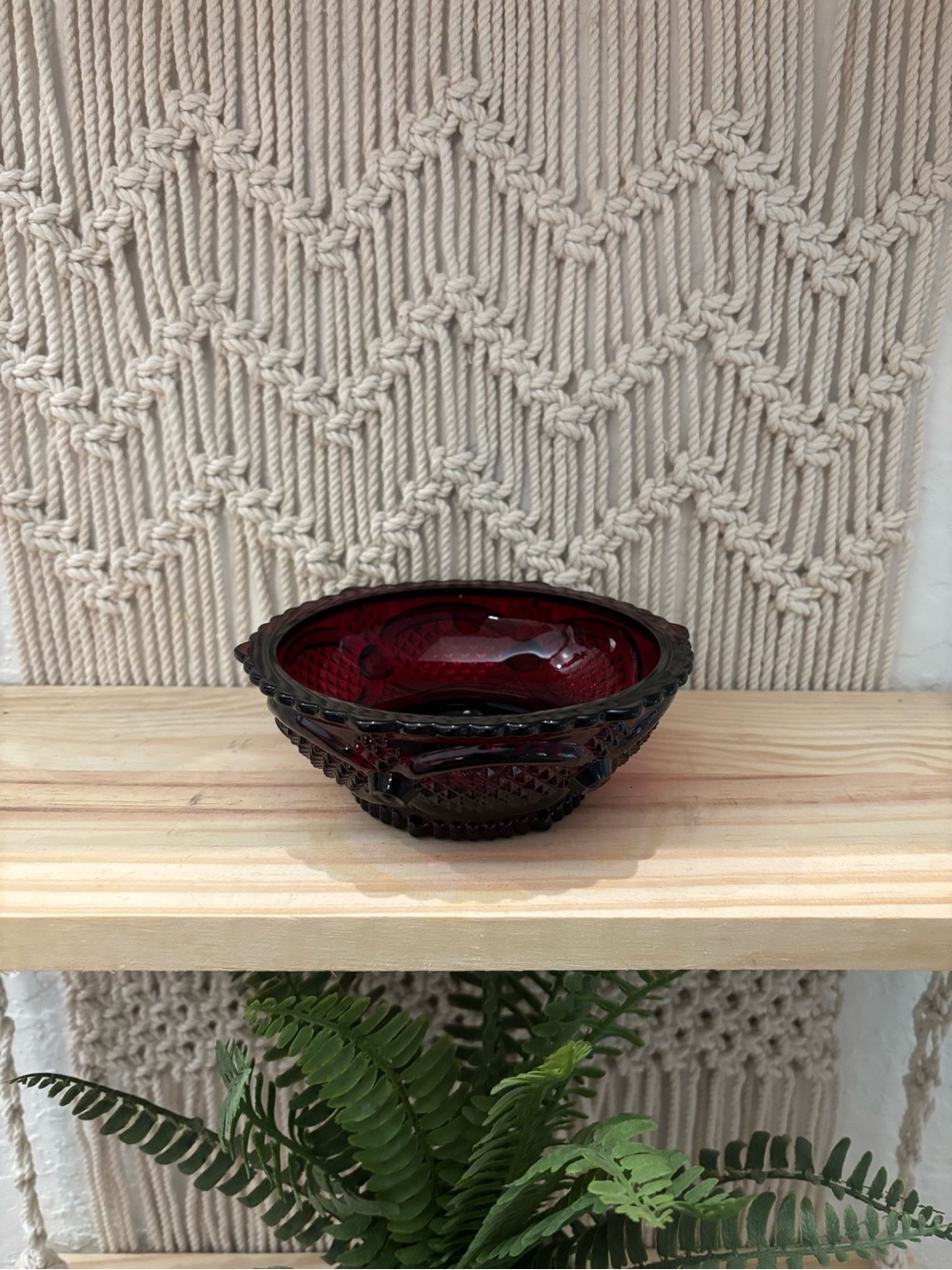 Vintage Avon 1876 Cape Cod ruby red glass dessert or trinket bowl